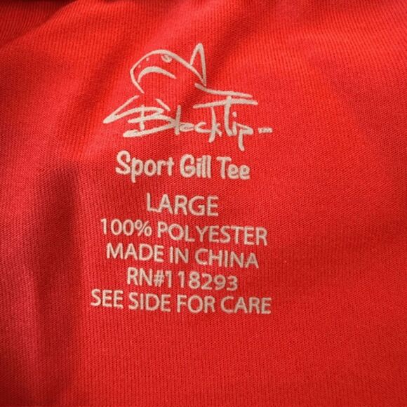 Black Tip Men's Crew Neck Colorblock Long‎ Sleeve Sport Gill Tech Tee Red Large - Picture 3 of 7